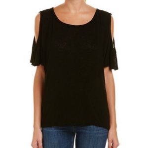 VELVET open shoulder Slub knit blouse loose top
